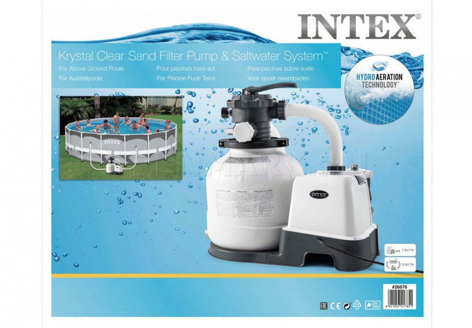      Intex 26676 Kristal Clear Sand Filter Pump and Saltwater System QX2100