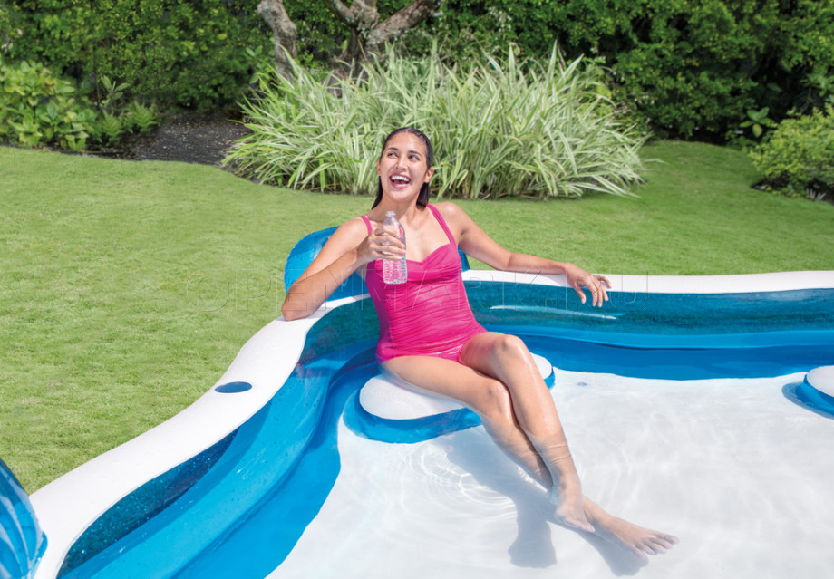 Надувной семейный бассейн с сиденьями Intex 56475NP Swim Center Family Lounge Pool (от 3 лет)