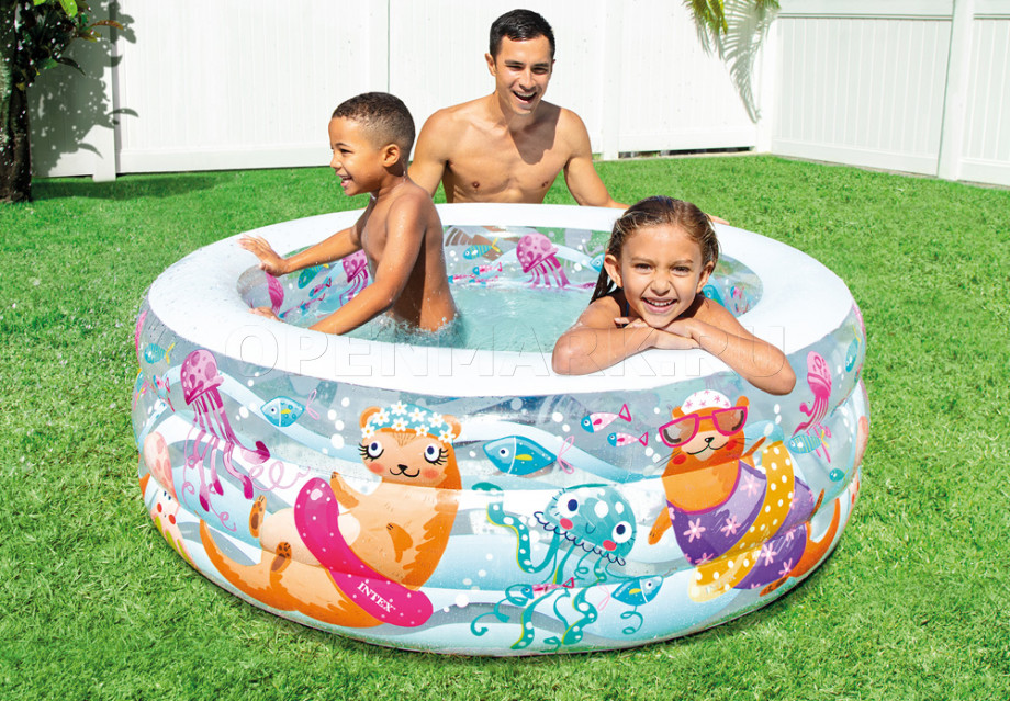 Надувной детский бассейн с надувным полом Intex 58480NP Little Otter Pool (от 6 лет)
