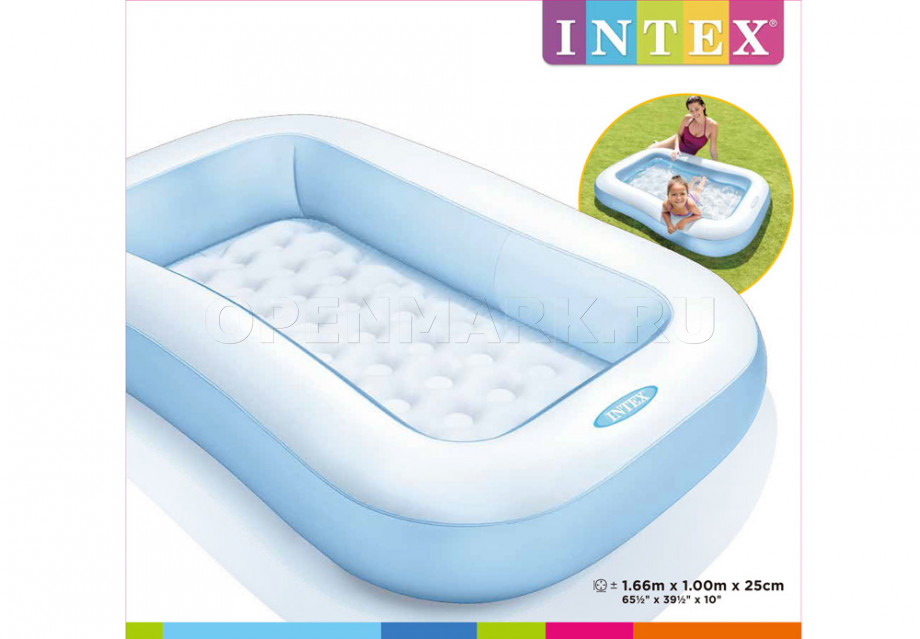 Надувной детский бассейн-ванна с надувным полом Intex 57403NP Rectangular Pool (от 2 лет)