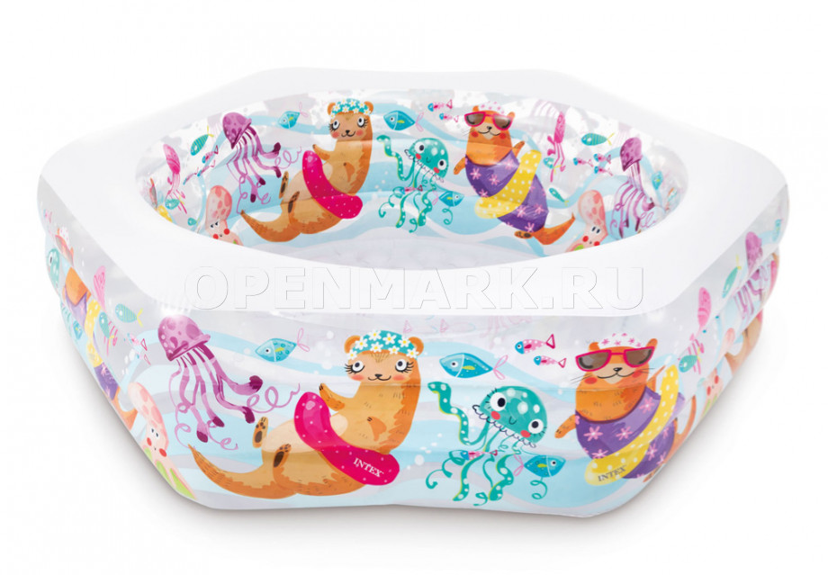 Надувной семейный бассейн с надувным полом Intex 56493NP Happy Otter Pool (от 6 лет)