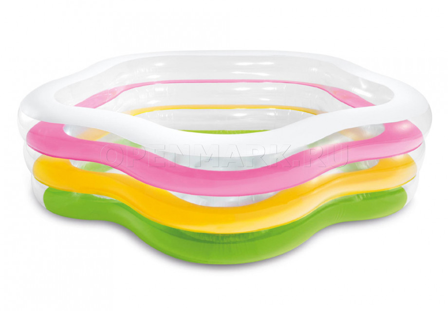 Надувной семейный бассейн с надувным полом Звезда Intex 56495NP Summer Colors Pool (от 3 лет)