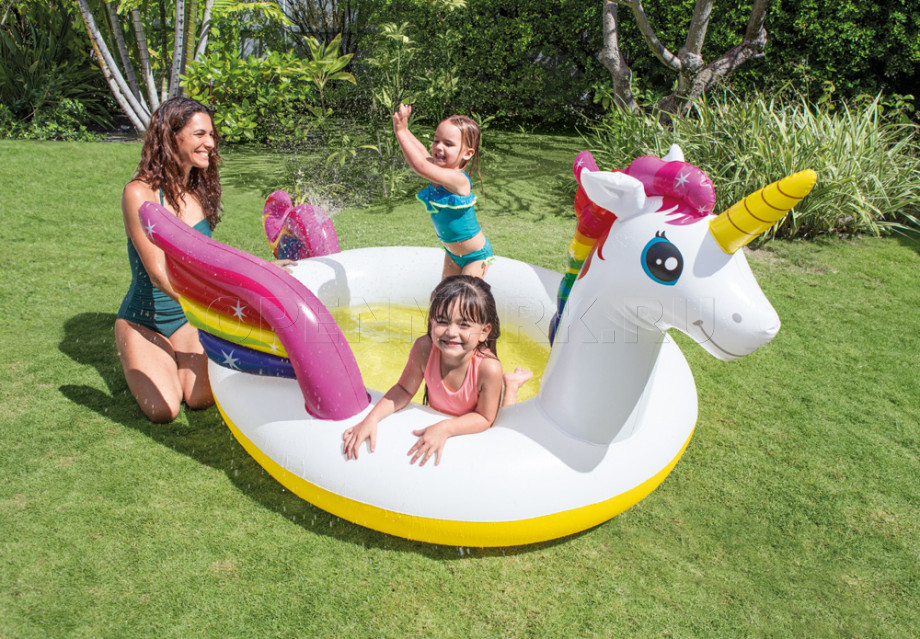 Надувной детский бассейн с фонтанчиком Единорог Intex 57441NP Mystic Unicorn Spray Pool (от 2 лет)