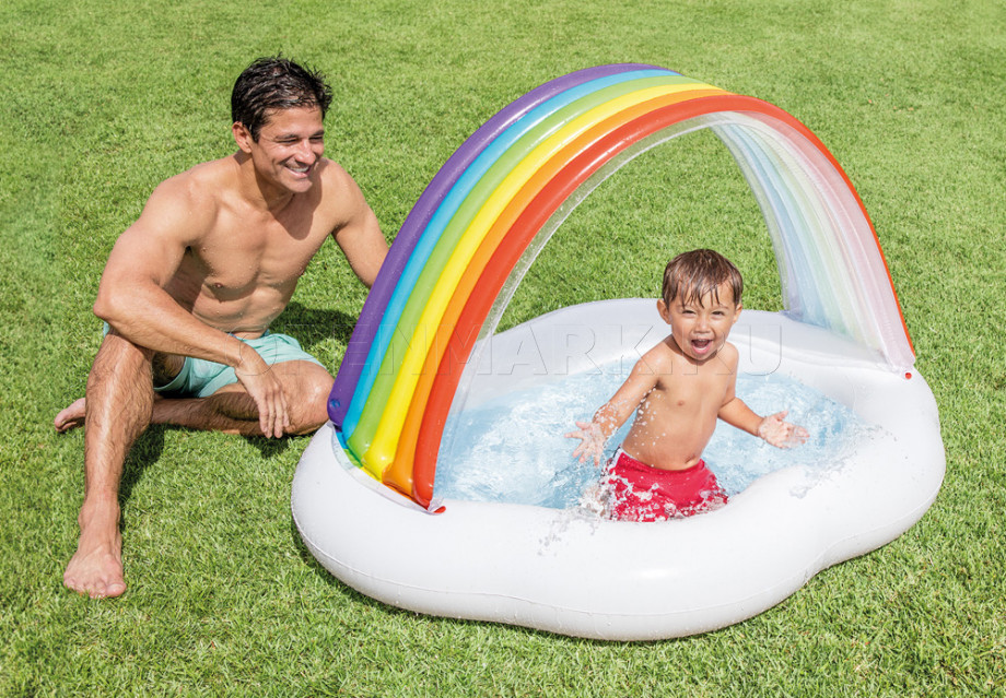 Надувной детский бассейн с навесом Радуга Intex 57141NP Rainbow Cloud Baby Pool (от 1 до 3 лет)
