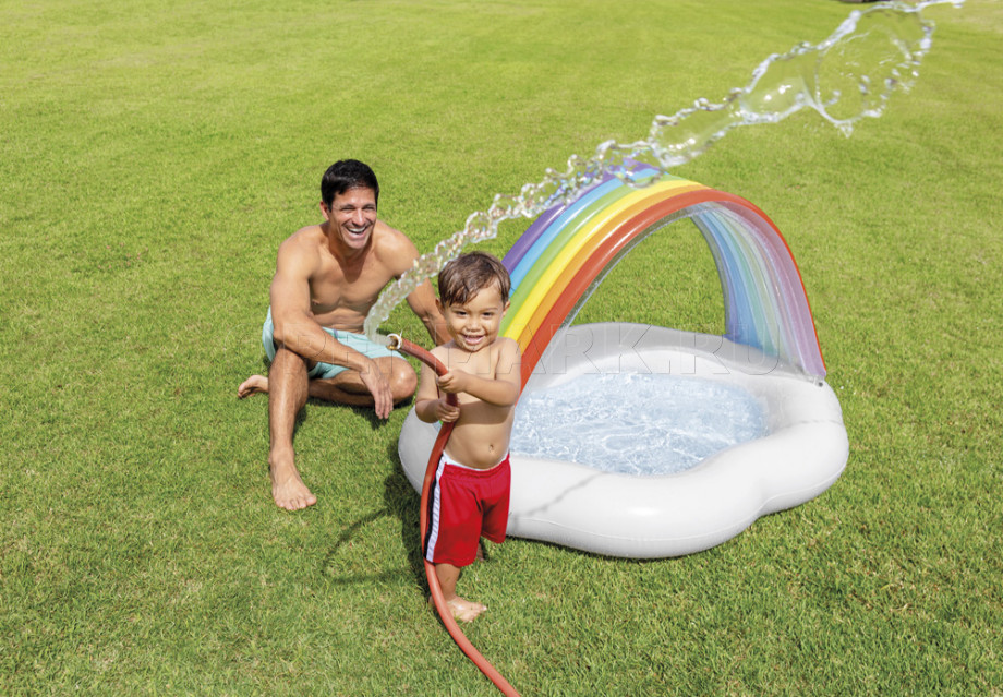 Надувной детский бассейн с навесом Радуга Intex 57141NP Rainbow Cloud Baby Pool (от 1 до 3 лет)