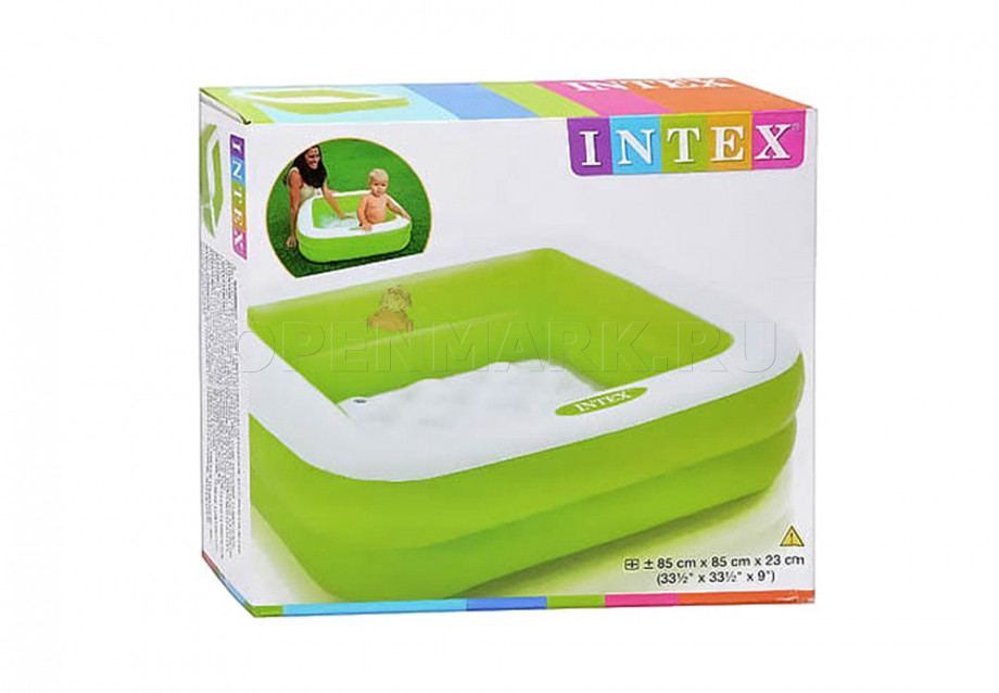 Надувной детский бассейн с надувным полом Intex 57100NP Play Box Pool (от 1 до 3 лет, салатовый)