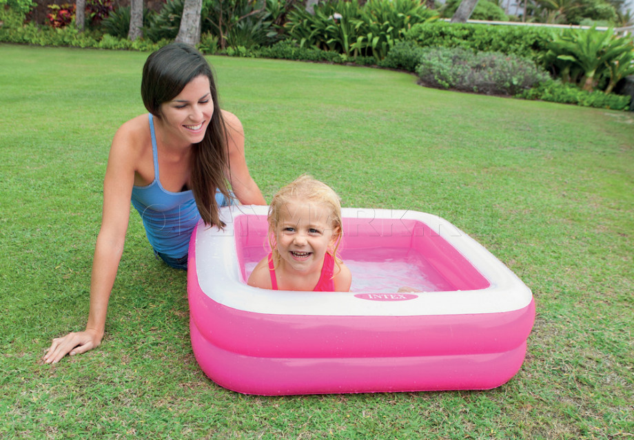 Надувной детский бассейн с надувным полом Intex 57100NP Play Box Pool (от 1 до 3 лет, розовый)