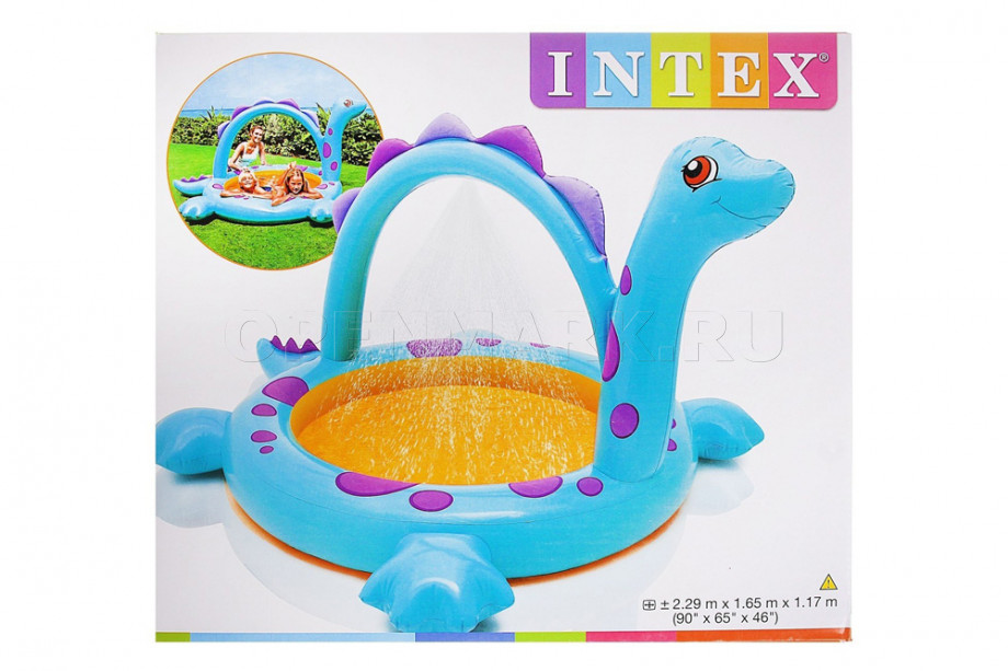 Надувной детский бассейн с фонтанчиком Динозаврик Intex 57437NP Dino Spray Pool (от 2 лет)