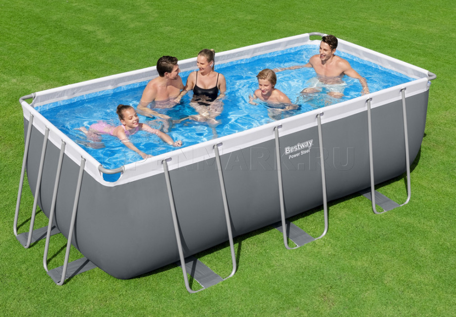   Bestway 56456 Power Steel Rectangular Frame Pool (412  201  122 ) +    + 