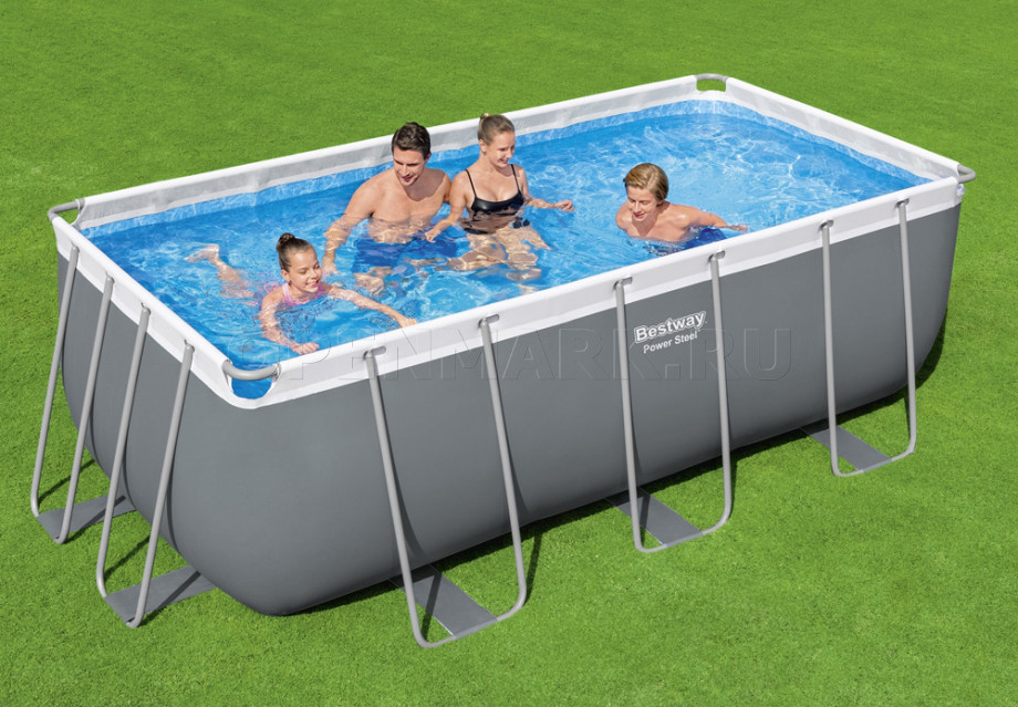   Bestway 56457 Power Steel Rectangular Frame Pool (412  201  122 ) +    + 