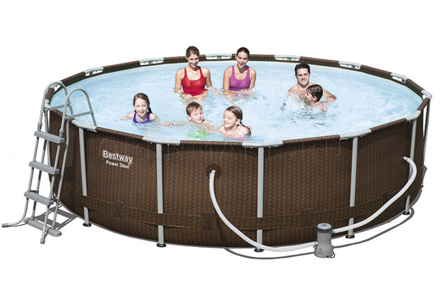   Bestway 56647 Power Steel Rattan Frame Pool (427  107 ) +    + 