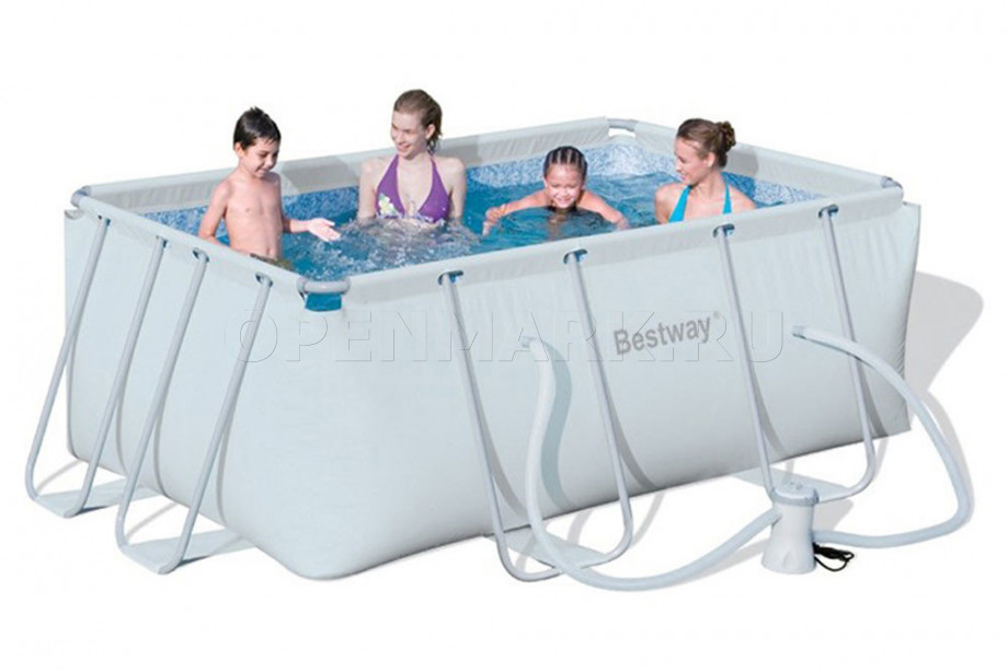   Bestway 56409 Power Steel Rectangular Frame Pool (287  201  100 ) +   