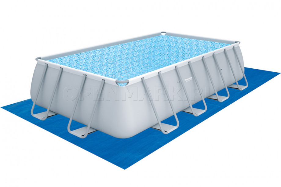 Каркасный бассейн Bestway 56481 Power Steel Rectangular Frame Pool (488 х 274 х 122 см) + фильтрующий картриджный насос + аксессуары