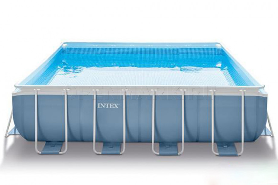 Каркасный бассейн Intex 26766NP Square Prism Frame Pool (488 х 488 х 122 см) + фильтрующий картриджный насос + аксессуары