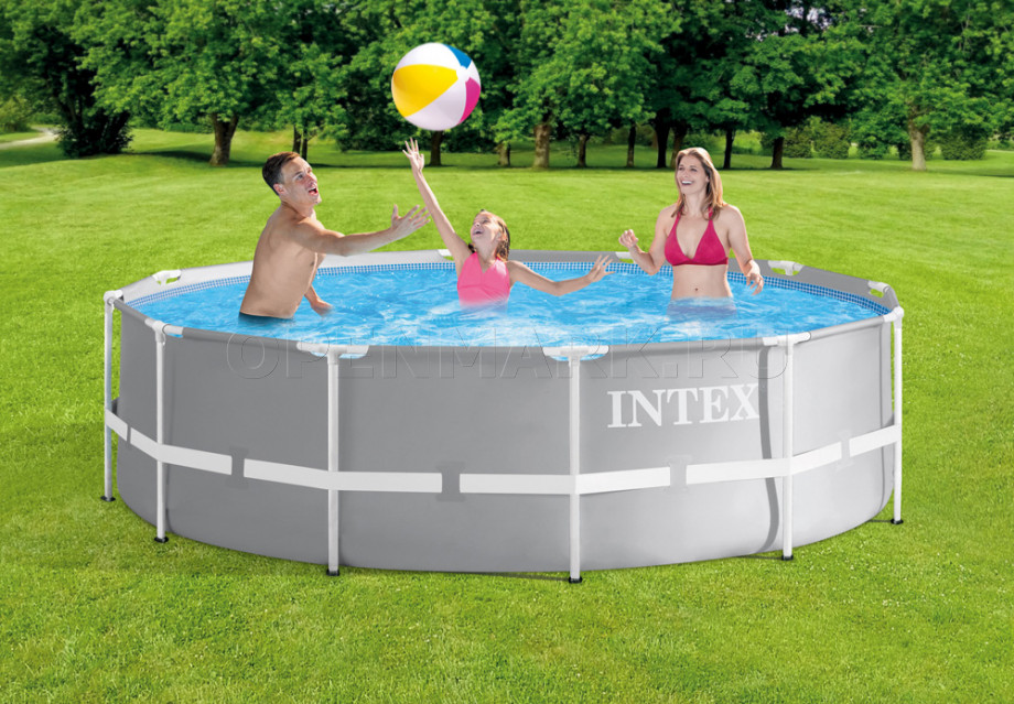 Каркасный бассейн Intex 26716NP Prism Frame Pool (366 х 99 см) + фильтрующий картриджный насос + лестница