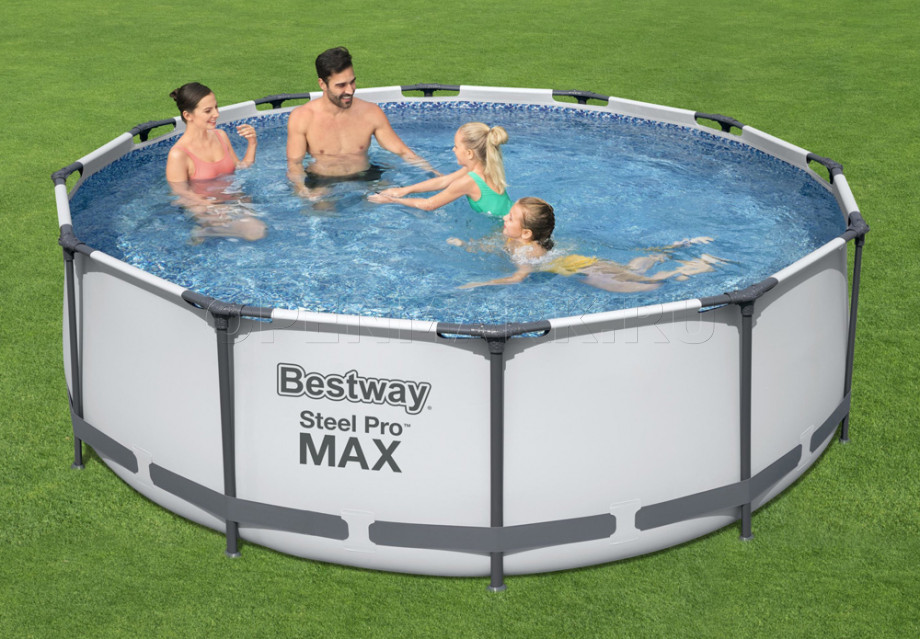 Каркасный бассейн Bestway 56418 Steel Pro Max Frame Pool (366 х 100 см) + фильтрующий картриджный насос + лестница
