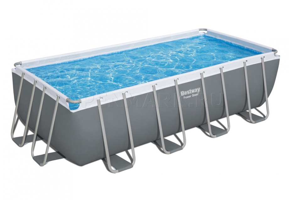 Каркасный бассейн Bestway 56670 Power Steel Rectangular Frame Pool (488 х 244 х 122 см) + фильтрующий картриджный насос + аксессуары