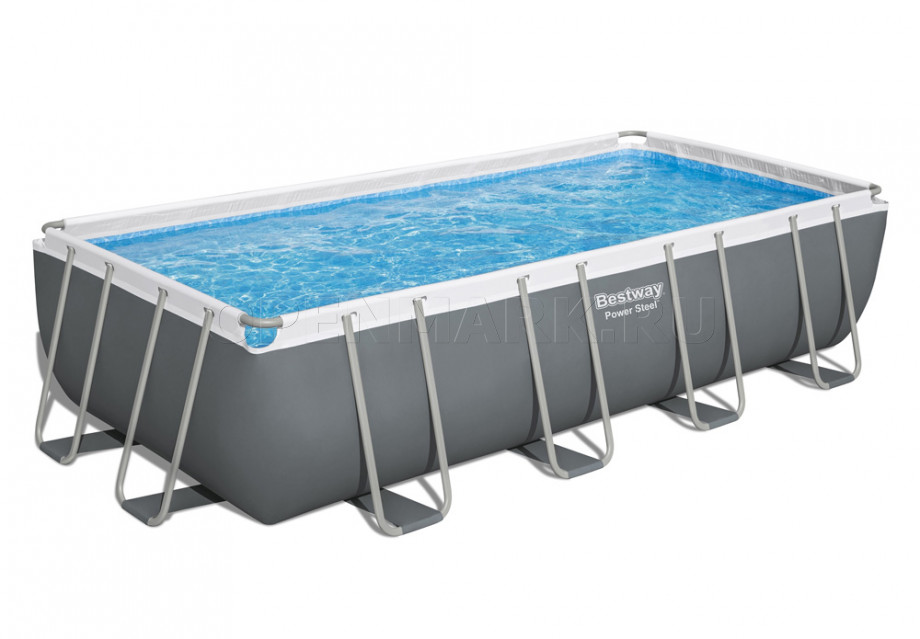 Каркасный бассейн Bestway 56465 Power Steel Rectangular Frame Pool (549 х 274 х 122 см) + фильтрующий картриджный насос + аксессуары