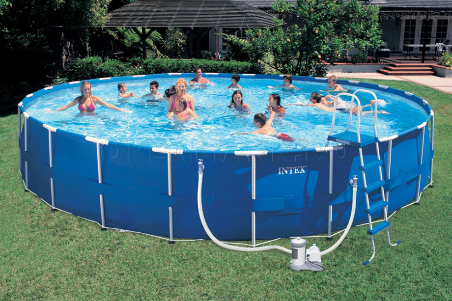 Каркасный бассейн Intex 57966 Metal Frame Pool (732 х 132 см) + фильтрующий картриджный насос + аксессуары