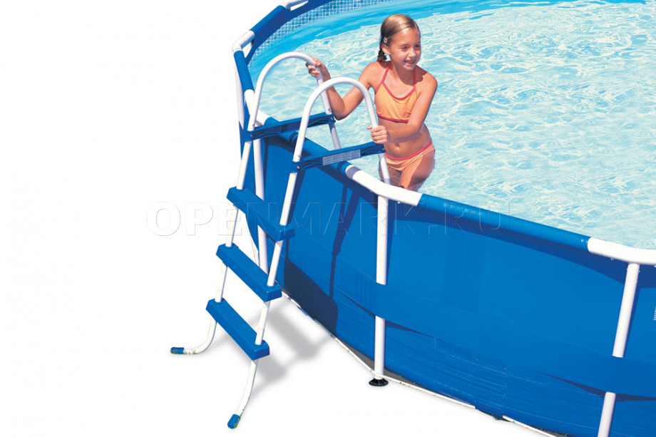 Каркасный бассейн Intex 28218NP Metal Frame Pool (366 х 99 см) + фильтрующий картриджный насос + лестница