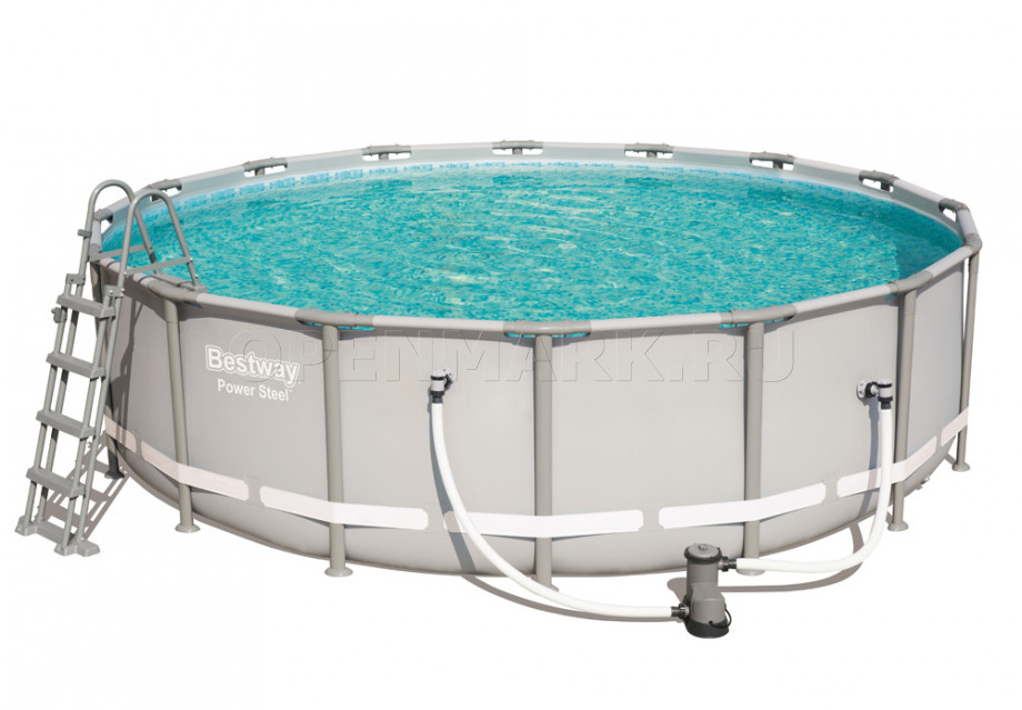Каркасный бассейн Bestway 56451 Power Steel Frame Pool (488 х 122 см) + фильтрующий картриджный насос + аксессуары