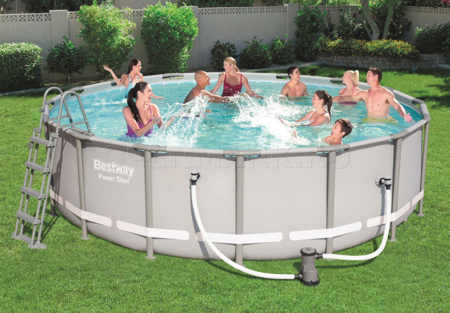   Bestway 56451 Power Steel Frame Pool (488  122 ) +    + 