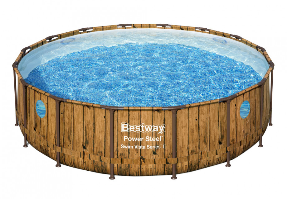 Каркасный бассейн Bestway 56725 Power Steel Swim Vista Frame Pool (488 х 122 см) + фильтрующий картриджный насос + аксессуары