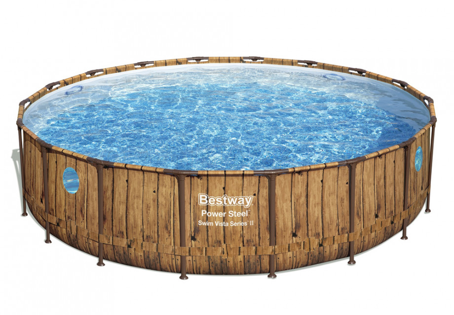 Каркасный бассейн Bestway 56977 Power Steel Swim Vista Frame Pool (549 х 122 см) + фильтрующий картриджный насос + аксессуары
