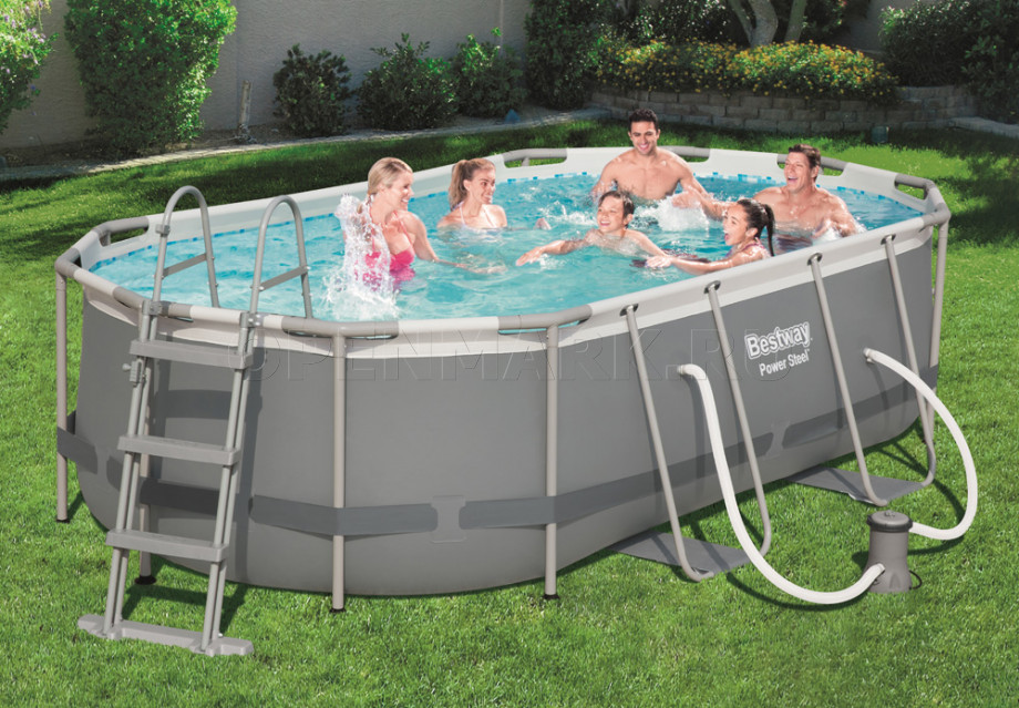   Bestway 56620 Power Steel Oval Frame Pool (427  250  100 ) +    + 