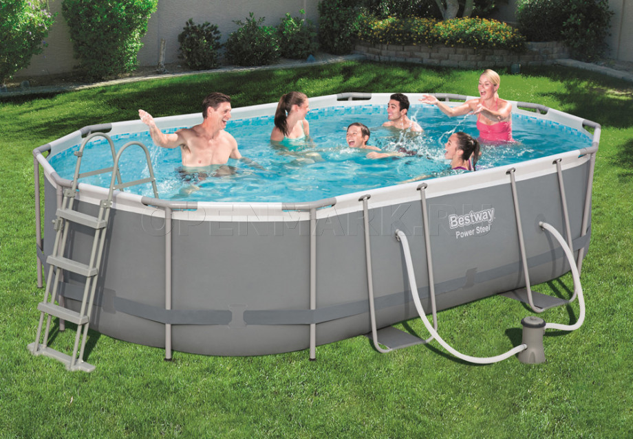   Bestway 56448 Power Steel Oval Frame Pool (488  305  107 ) +    + 