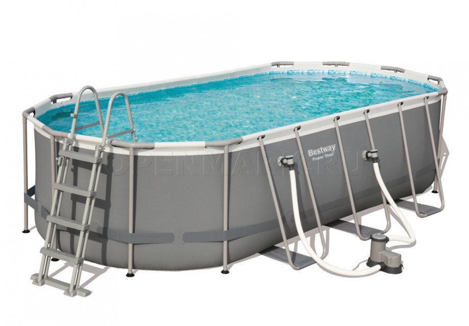 Каркасный бассейн Bestway 56710 Power Steel Oval Frame Pool (549 х 274 х 122 см) + фильтрующий картриджный насос + аксессуары