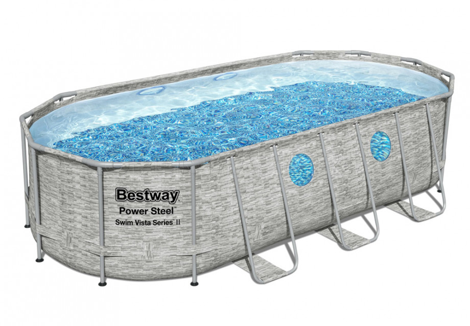 Каркасный бассейн Bestway 56716 Power Steel Swim Vista Frame Pool (549 х 274 х 122 см) + фильтрующий картриджный насос + аксессуары