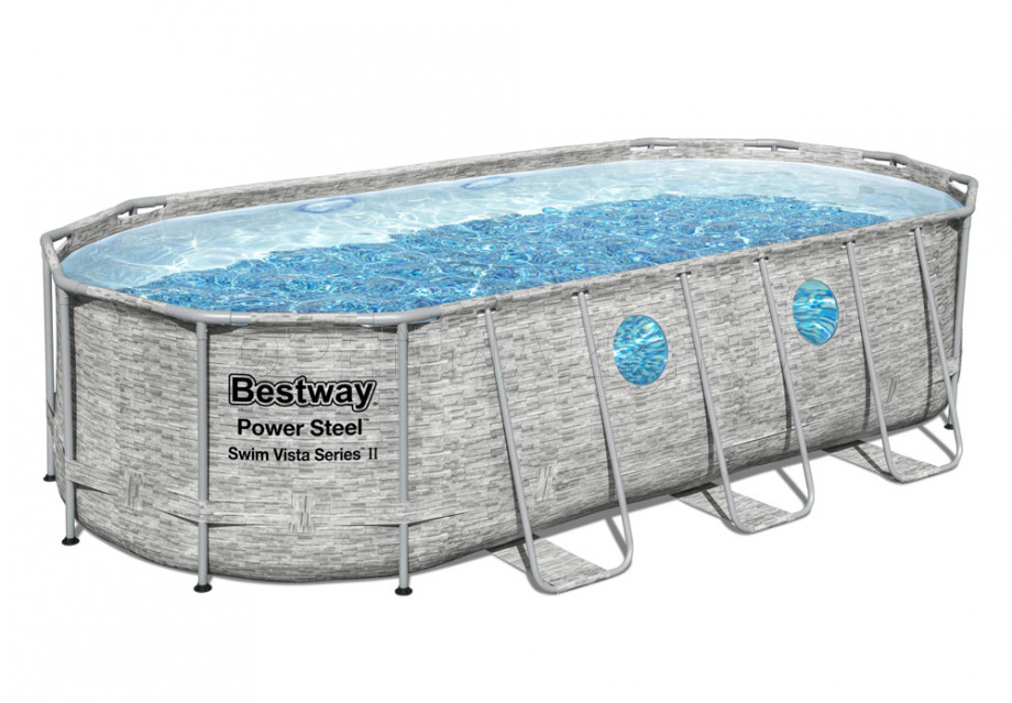 Каркасный бассейн Bestway 56716 Power Steel Swim Vista Frame Pool (549 х 274 х 122 см) + фильтрующий картриджный насос + аксессуары
