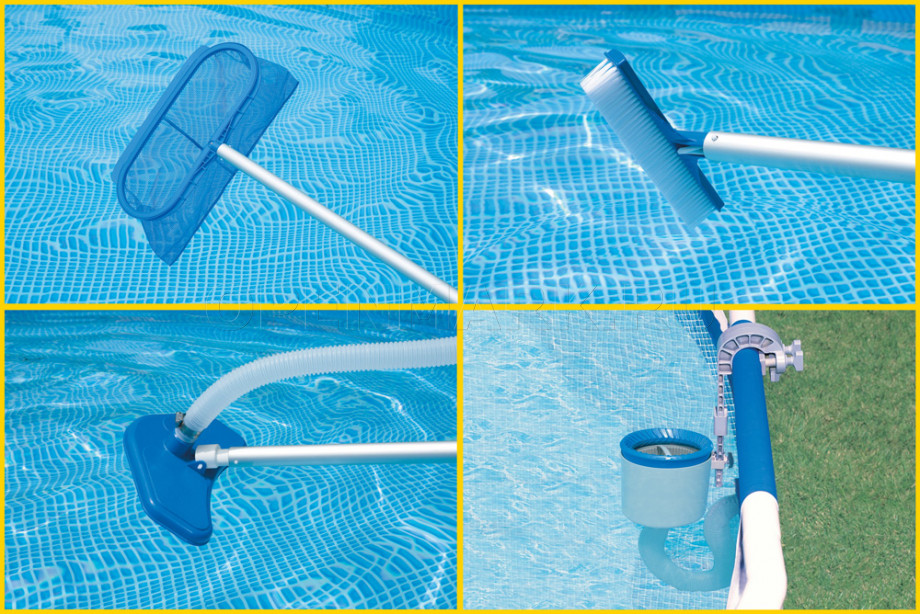 Каркасный бассейн Intex 54950 Metal Frame Pool (732 х 132 см) + песочный фильтрующий насос с хлоргенератором + аксессуары