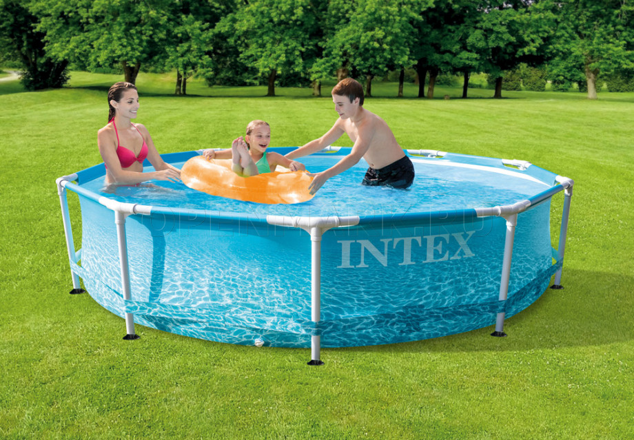 Каркасный бассейн Intex 28208NP Beachside Metal Frame Pool (305 х 76 см) + фильтрующий картриджный насос