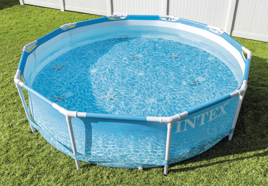 Каркасный бассейн Intex 28208NP Beachside Metal Frame Pool (305 х 76 см) + фильтрующий картриджный насос