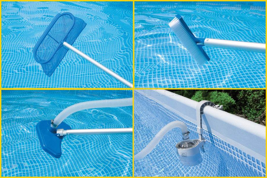 Каркасный бассейн Intex 54978 Rectangular Ultra Frame Pool (732 х 366 х 132 см) + песочный фильтрующий насос + аксессуары