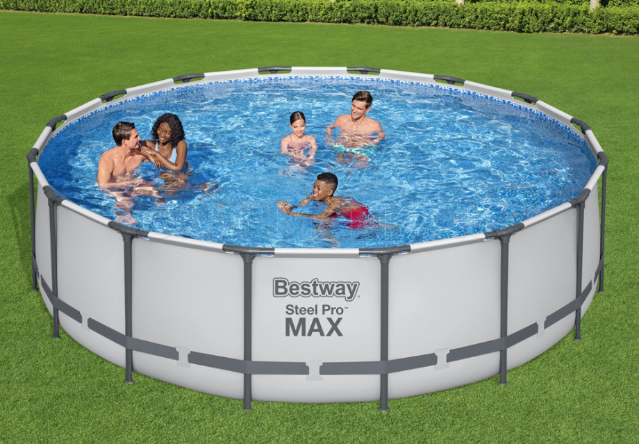 Каркасный бассейн Bestway 5612Z Steel Pro Max Frame Pool (488 х 122 см) + фильтрующий картриджный насос + аксессуары