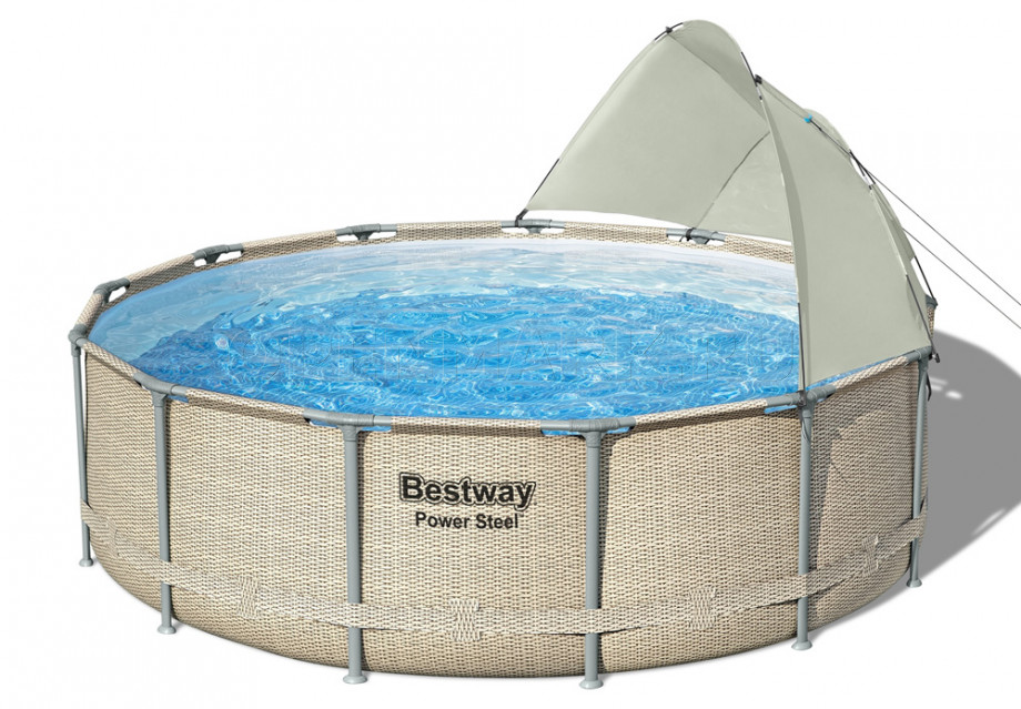 Каркасный бассейн Bestway 5614V Power Steel Pool (396 х 107 см) + фильтрующий картриджный насос + аксессуары