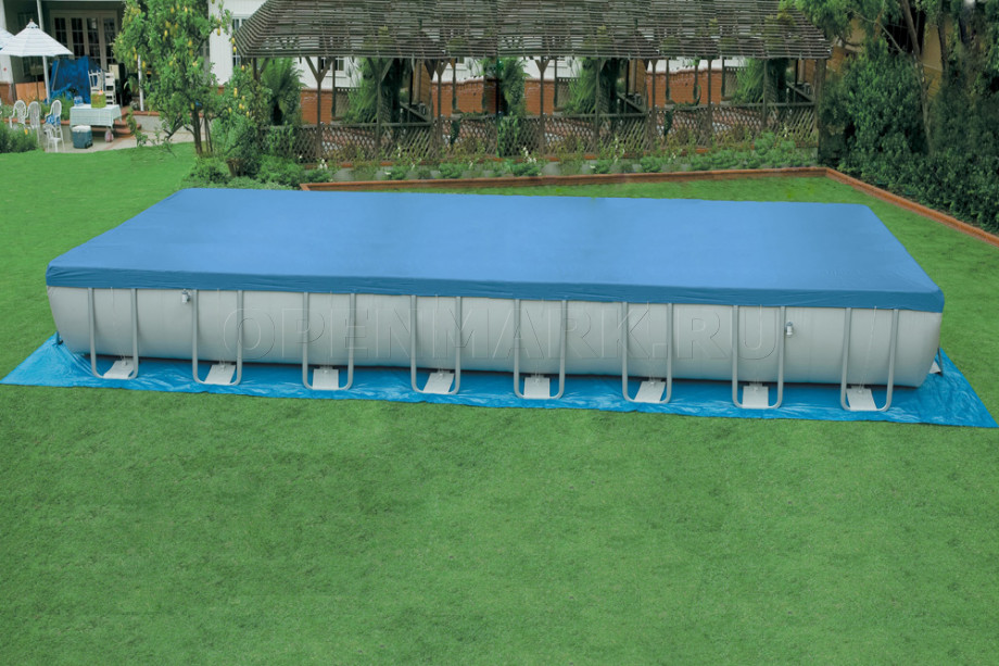 Каркасный бассейн Intex 54986 Rectangular Ultra Frame Pool (975 х 488 х 132 см) + песочный фильтрующий насос + аксессуары