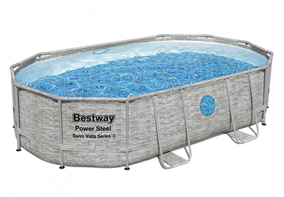 Каркасный бассейн Bestway 56946 Power Steel Swim Vista Frame Pool (488 х 305 х 107 см) + песочный фильтрующий насос + аксессуары
