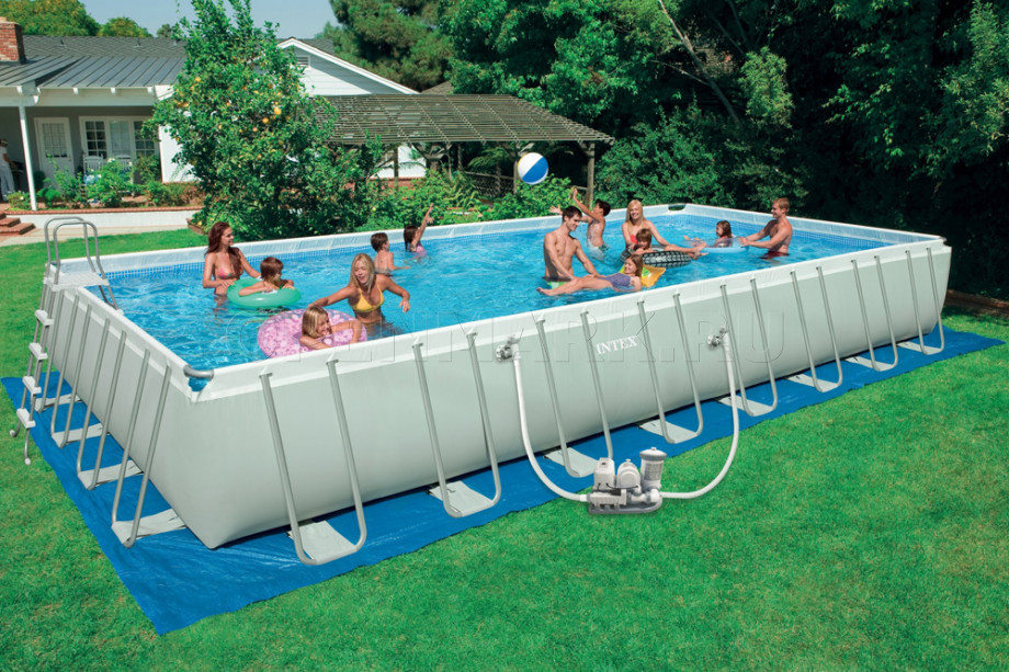 Каркасный бассейн Intex 54490 Rectangular Ultra Frame Pool (975 х 488 х 132 см) + фильтрующий картриджный насос с хлоргенератором + аксессуары
