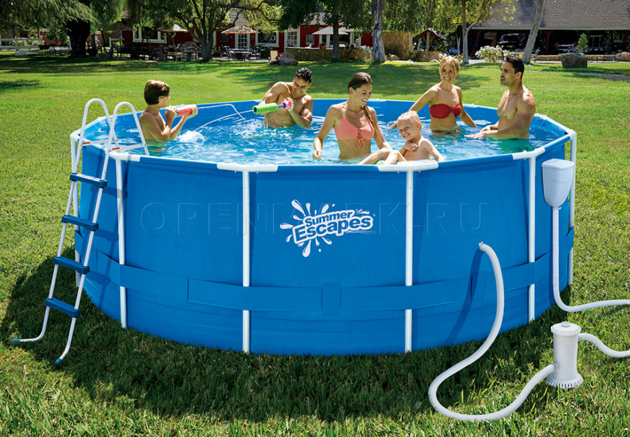 Каркасный бассейн Summer Escapes P20-1248-B (366 х 122 см) + фильтрующий картриджный насос + аксессуары