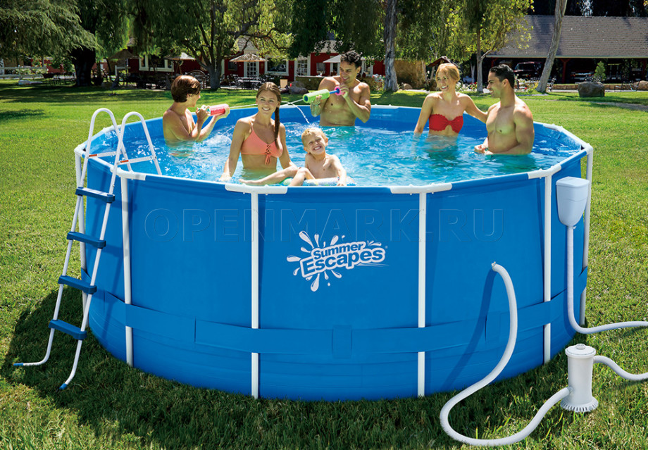 Каркасный бассейн Summer Escapes P20-1252-B (366 х 132 см) + фильтрующий картриджный насос + аксессуары