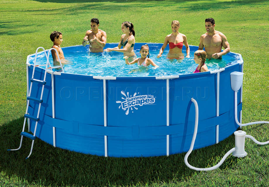 Каркасный бассейн Summer Escapes P20-1452-B (427 х 132 см) + фильтрующий картриджный насос + аксессуары
