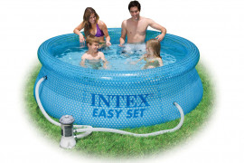 Надувной бассейн Intex 54912 Clearview Easy Set Pool (244 х 76 см) + фильтрующий картриджный насос