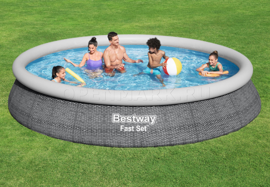   Bestway 57313 Fast Set Pool (457  84 ) +   