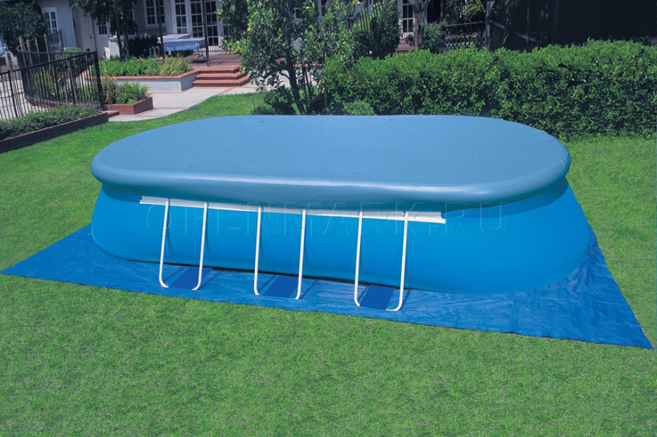 Овальный надувной бассейн Intex 57986 Oval Frame Pool (732 х 366 х 122 см) + фильтрующий картриджный насос + аксессуары