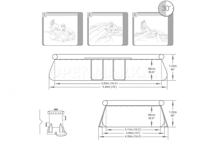    Bestway 56153 Oval Fast Set Pool (549  366  122 ) +    + 