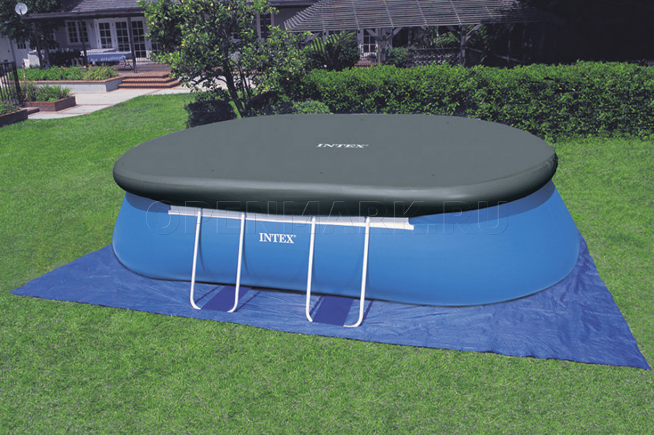 Овальный надувной бассейн Intex 26192NP Oval Frame Pool (549 х 305 х 107 см) + фильтрующий картриджный насос + аксессуары